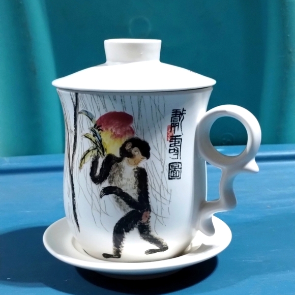 Teavana Capuchin Monkey Ceramics Exclusive Collection Porcelain mug tea cup - Picture 1 of 7